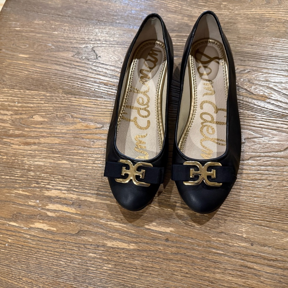 Sam Edelman Black Ballet Flats with Gold Accent